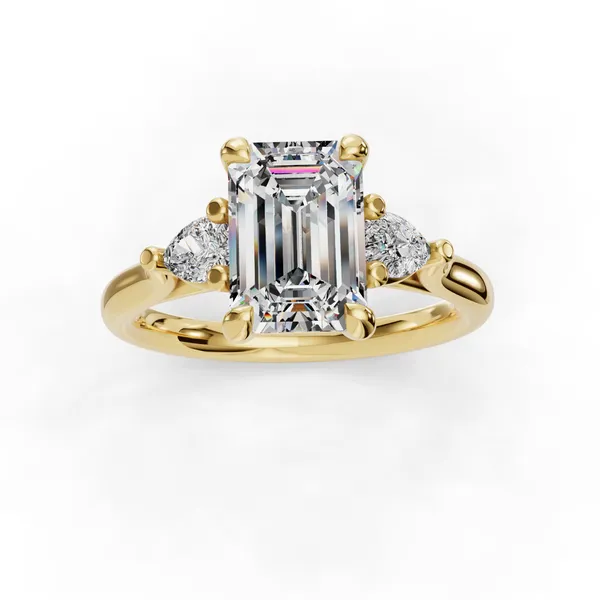 18K Yellow Gold Emerald Engagement Ring Setting Image 4 SVS Fine Jewelry Oceanside, NY