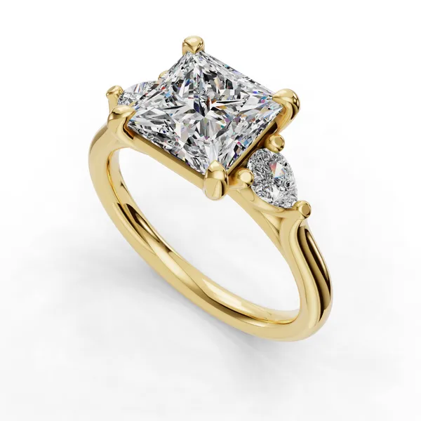 18K Yellow Gold Princess Engagement Ring Setting SVS Fine Jewelry Oceanside, NY