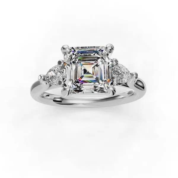 Platinum Asscher Engagement Ring Setting Image 4 SVS Fine Jewelry Oceanside, NY