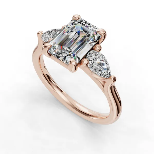 14K Rose Gold Emerald Engagement Ring Setting SVS Fine Jewelry Oceanside, NY