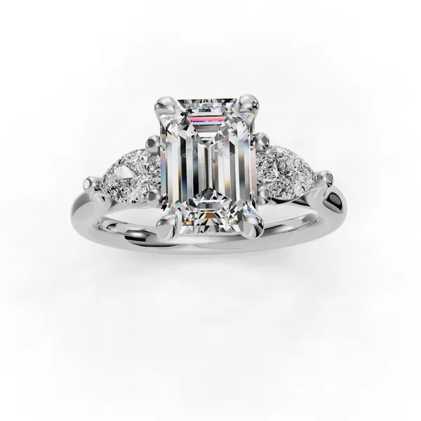 14K White Gold Emerald Engagement Ring Setting Image 4 SVS Fine Jewelry Oceanside, NY