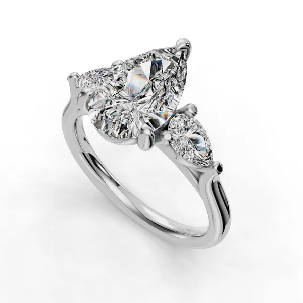 14K White Gold Pear Engagement Ring Setting SVS Fine Jewelry Oceanside, NY