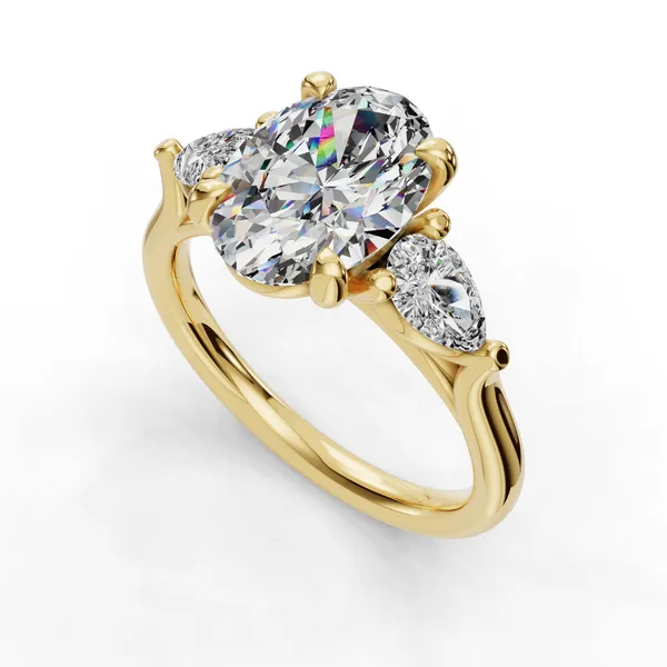 14K Yellow Gold Oval Engagement Ring Setting SVS Fine Jewelry Oceanside, NY