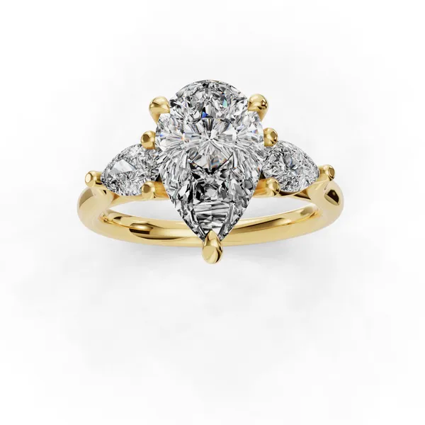 14K Yellow Gold Pear Engagement Ring Setting Image 4 SVS Fine Jewelry Oceanside, NY