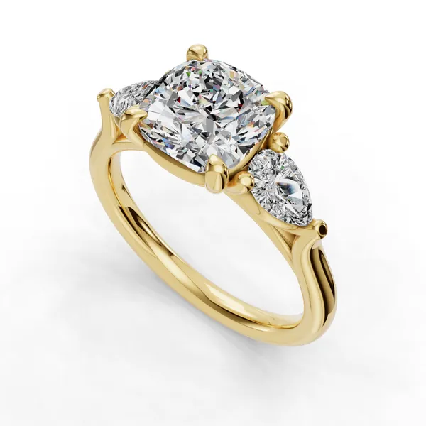 14K Yellow Gold Cushion Engagement Ring Setting SVS Fine Jewelry Oceanside, NY