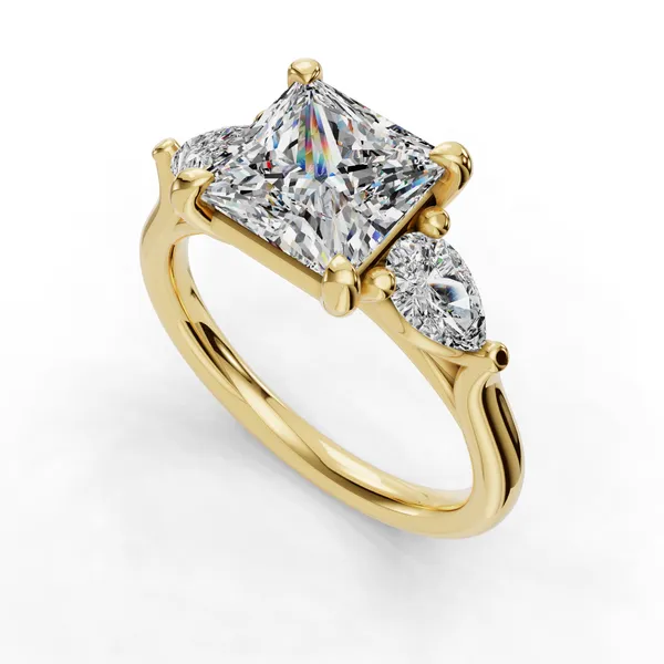 14K Yellow Gold Princess Engagement Ring Setting SVS Fine Jewelry Oceanside, NY