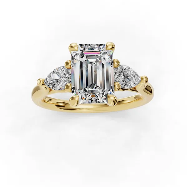 14K Yellow Gold Emerald Engagement Ring Setting Image 4 SVS Fine Jewelry Oceanside, NY