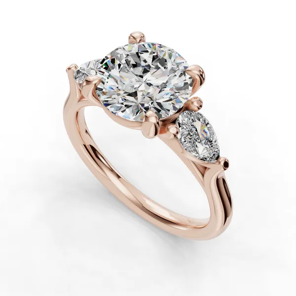 18K Rose Gold Round Engagement Ring Setting SVS Fine Jewelry Oceanside, NY