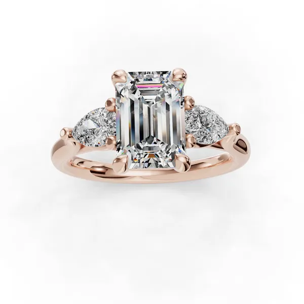 18K Rose Gold Emerald Engagement Ring Setting Image 4 SVS Fine Jewelry Oceanside, NY