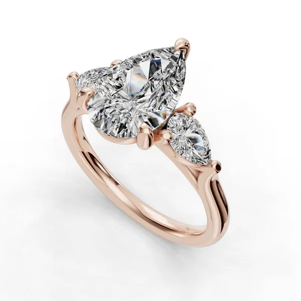 18K Rose Gold Pear Engagement Ring Setting SVS Fine Jewelry Oceanside, NY