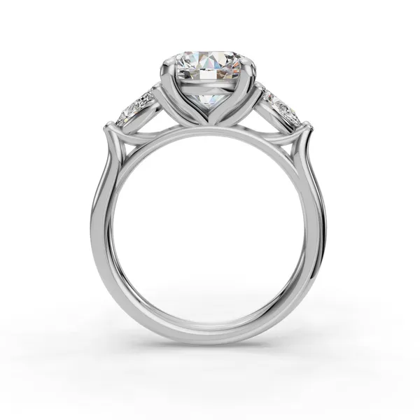 18K White Gold Round Engagement Ring Setting Image 2 SVS Fine Jewelry Oceanside, NY