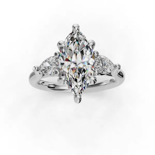 18K White Gold Marquise Engagement Ring Setting Image 4 SVS Fine Jewelry Oceanside, NY