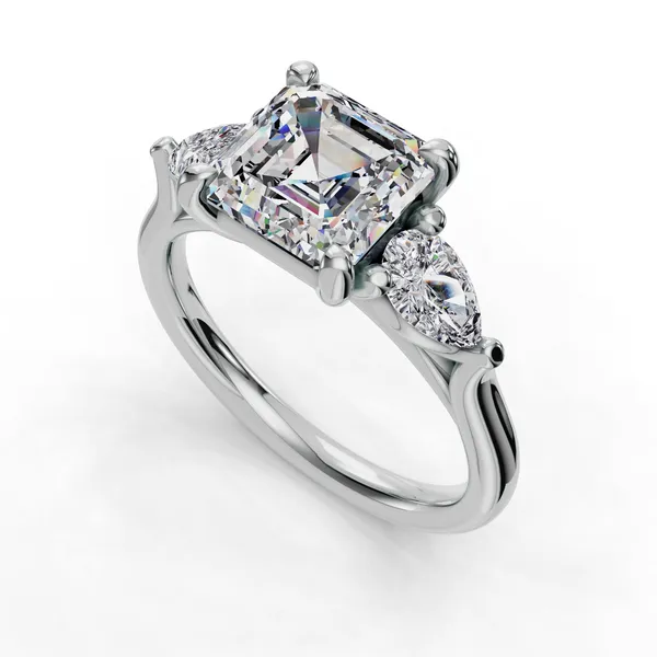 18K White Gold Asscher Engagement Ring Setting SVS Fine Jewelry Oceanside, NY