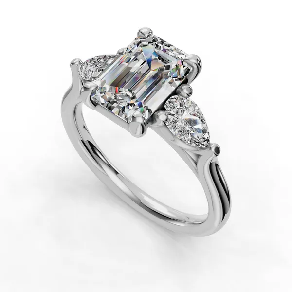 18K White Gold Emerald Engagement Ring Setting SVS Fine Jewelry Oceanside, NY