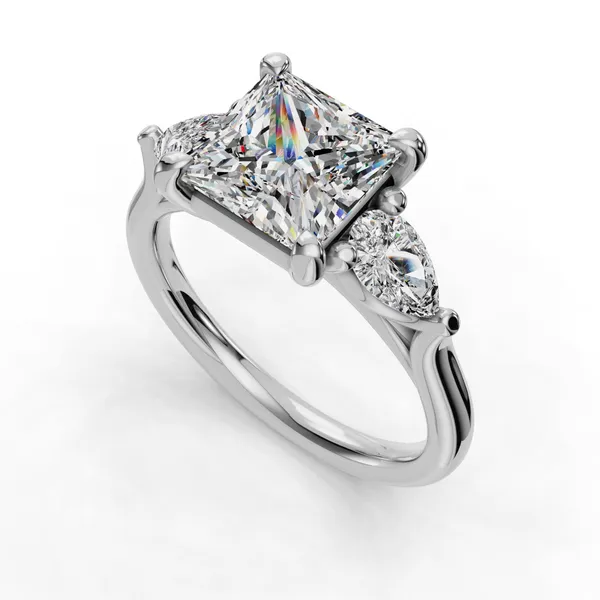 18K White Gold Princess Engagement Ring Setting SVS Fine Jewelry Oceanside, NY