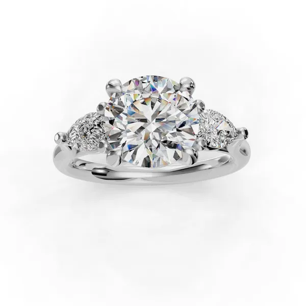 18K White Gold Round Engagement Ring Setting Image 4 SVS Fine Jewelry Oceanside, NY