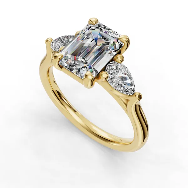 18K Yellow Gold Emerald Engagement Ring Setting SVS Fine Jewelry Oceanside, NY