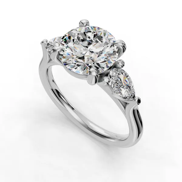 Platinum Round Engagement Ring Setting SVS Fine Jewelry Oceanside, NY