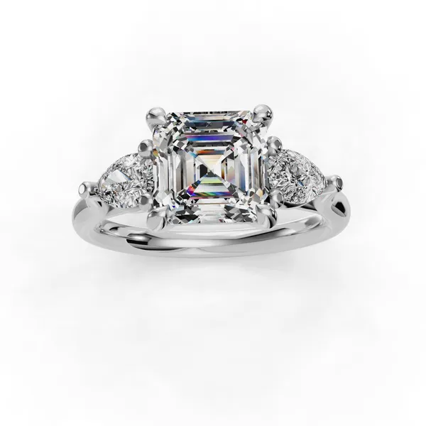 Platinum Asscher Engagement Ring Setting Image 4 SVS Fine Jewelry Oceanside, NY
