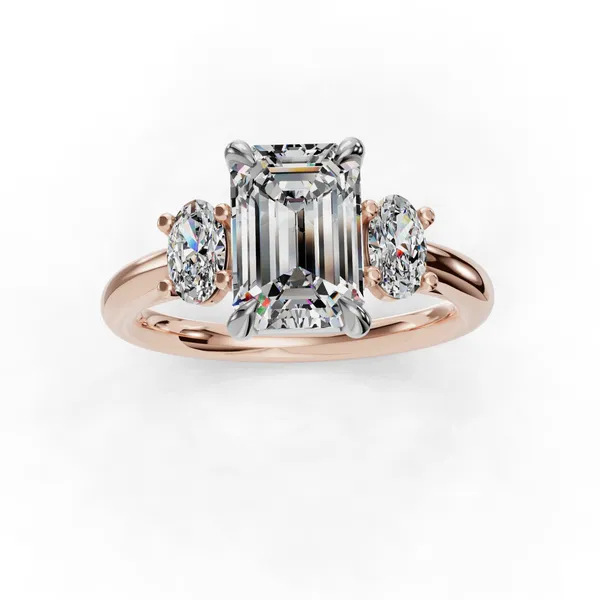 14K Rose Gold Emerald Engagement Ring Setting Image 4 SVS Fine Jewelry Oceanside, NY