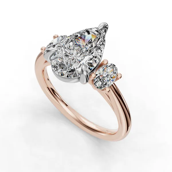 14K Rose Gold Pear Engagement Ring Setting SVS Fine Jewelry Oceanside, NY