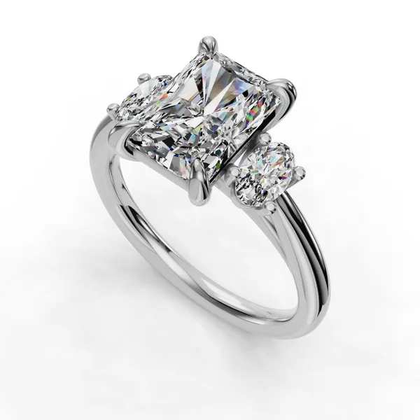 14K White Gold Radiant Engagement Ring Setting SVS Fine Jewelry Oceanside, NY