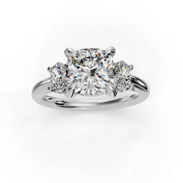 14K White Gold Cushion Engagement Ring Setting Image 4 SVS Fine Jewelry Oceanside, NY