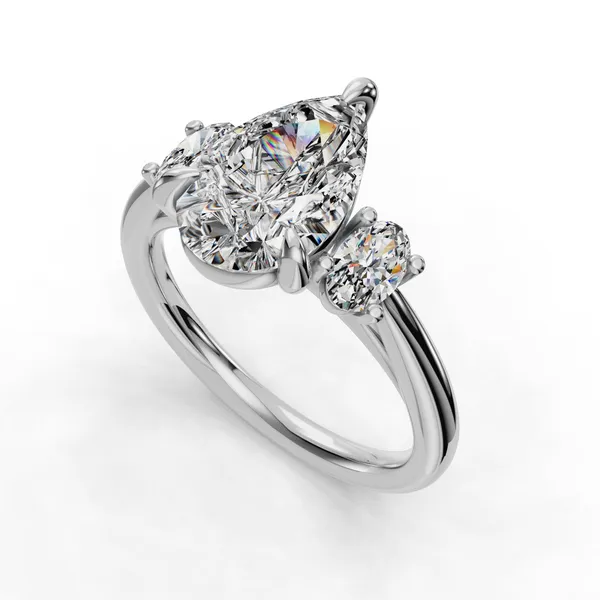 14K White Gold Pear Engagement Ring Setting SVS Fine Jewelry Oceanside, NY
