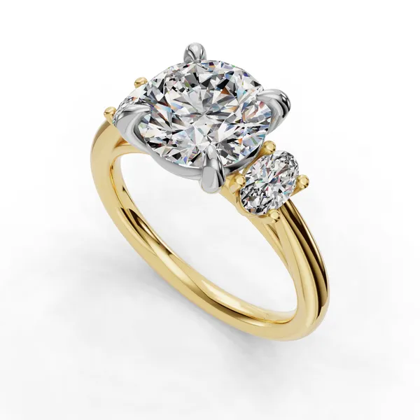 14K Yellow Gold Round Engagement Ring Setting SVS Fine Jewelry Oceanside, NY