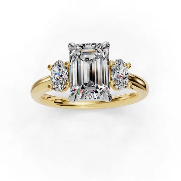 14K Yellow Gold Emerald Engagement Ring Setting Image 4 SVS Fine Jewelry Oceanside, NY