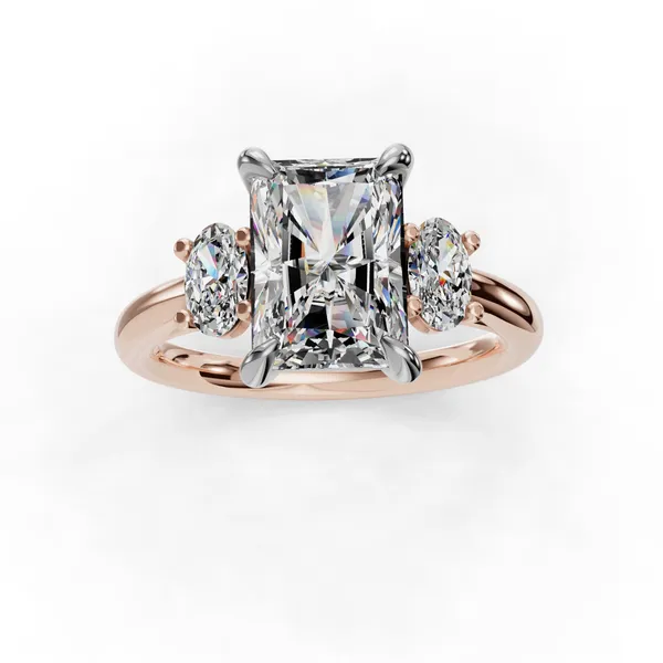 18K Rose Gold Radiant Engagement Ring Setting Image 4 SVS Fine Jewelry Oceanside, NY