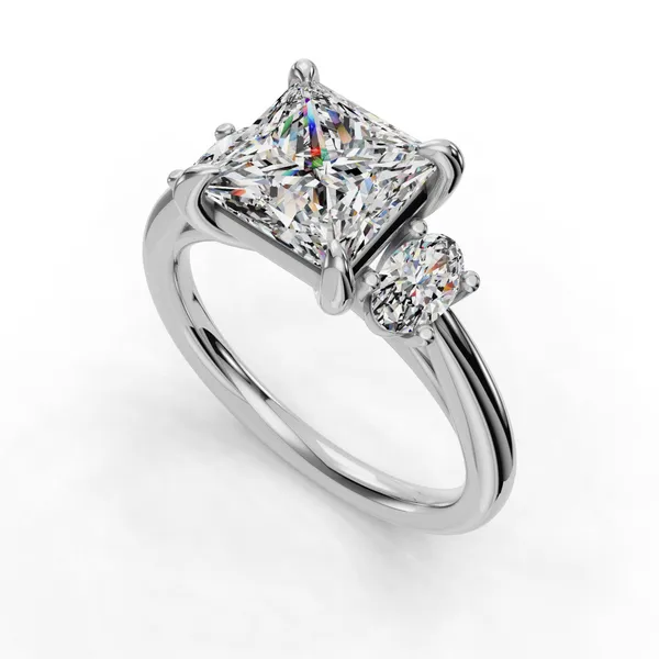 18K White Gold Princess Engagement Ring Setting SVS Fine Jewelry Oceanside, NY