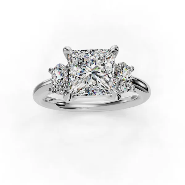 18K White Gold Princess Engagement Ring Setting Image 4 SVS Fine Jewelry Oceanside, NY