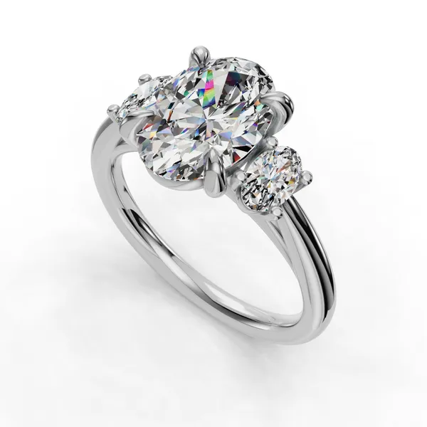 18K White Gold Oval Engagement Ring Setting SVS Fine Jewelry Oceanside, NY