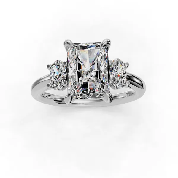 18K White Gold Radiant Engagement Ring Setting Image 4 SVS Fine Jewelry Oceanside, NY