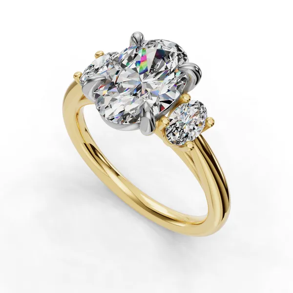 18K Yellow Gold Oval Engagement Ring Setting SVS Fine Jewelry Oceanside, NY