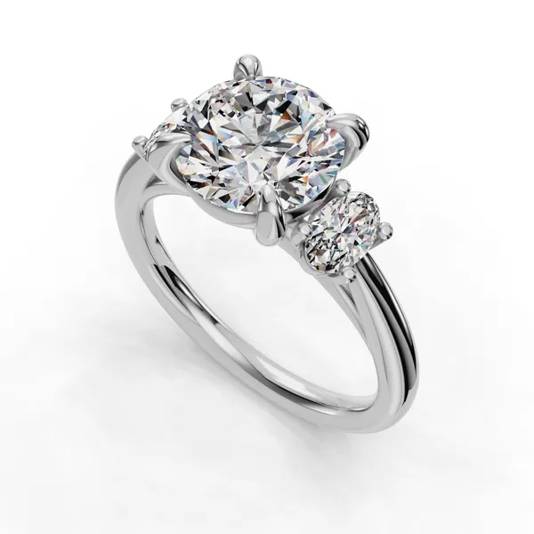 Platinum Round Engagement Ring Setting SVS Fine Jewelry Oceanside, NY