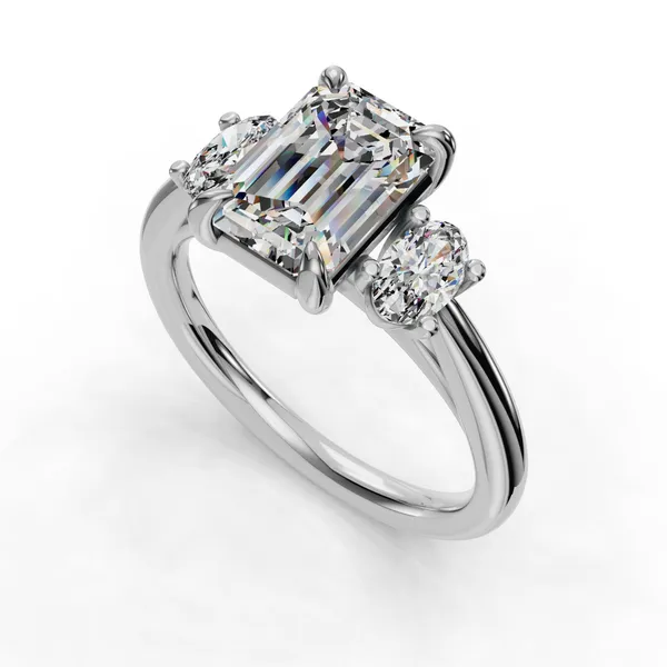 Platinum Emerald Engagement Ring Setting SVS Fine Jewelry Oceanside, NY