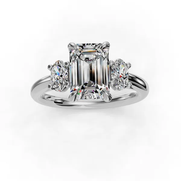 Platinum Emerald Engagement Ring Setting Image 4 SVS Fine Jewelry Oceanside, NY