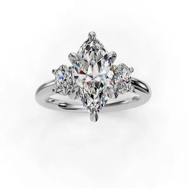 Platinum Marquise Engagement Ring Setting Image 4 SVS Fine Jewelry Oceanside, NY