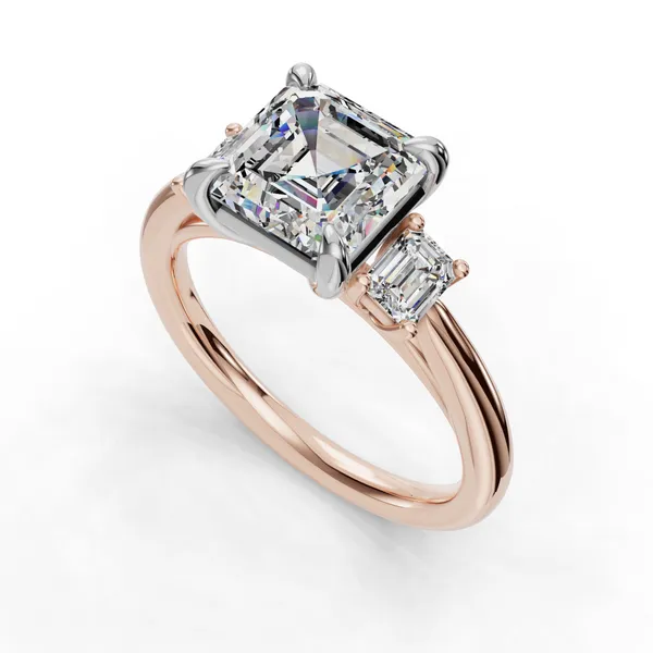 14K Rose Gold Asscher Engagement Ring Setting SVS Fine Jewelry Oceanside, NY