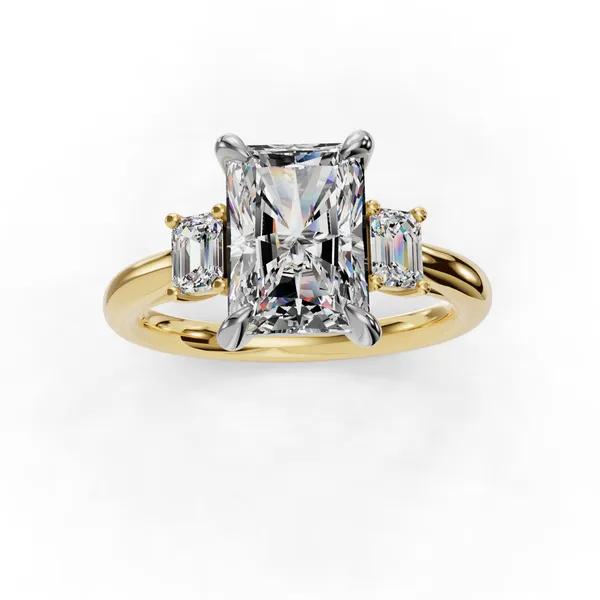 14K Yellow Gold Radiant Engagement Ring Setting Image 4 SVS Fine Jewelry Oceanside, NY