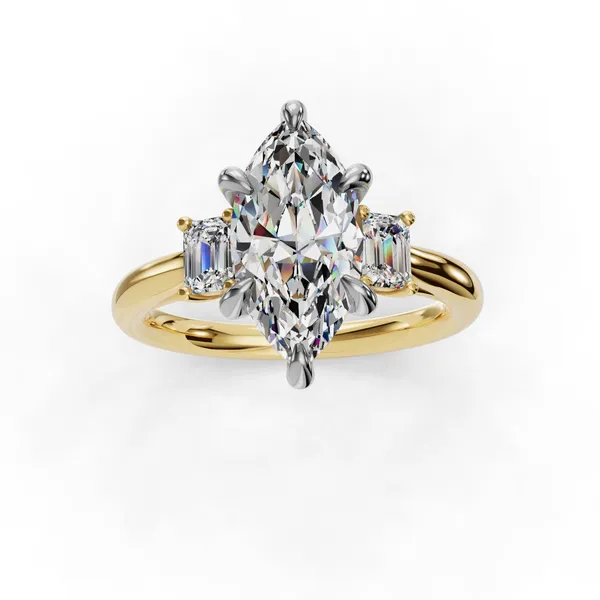 14K Yellow Gold Marquise Engagement Ring Setting Image 4 SVS Fine Jewelry Oceanside, NY