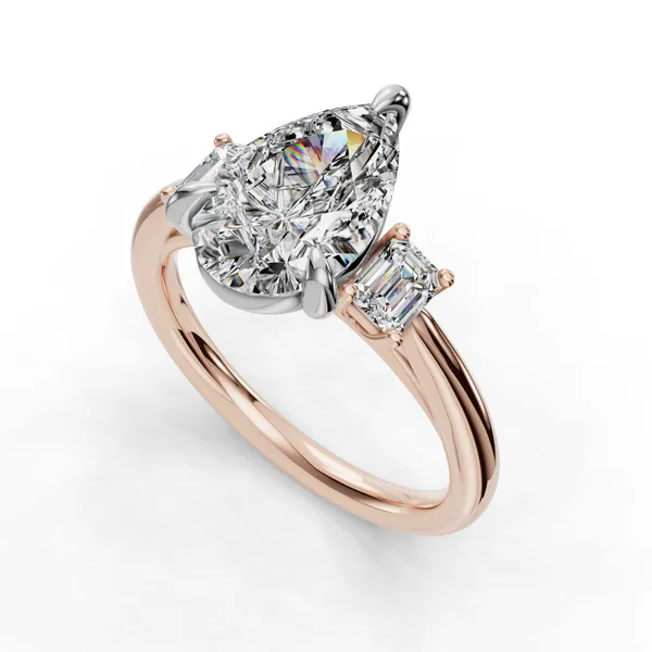 18K Rose Gold Pear Engagement Ring Setting SVS Fine Jewelry Oceanside, NY