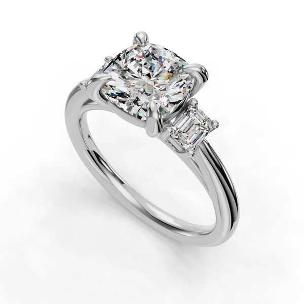 18K White Gold Cushion Engagement Ring Setting SVS Fine Jewelry Oceanside, NY