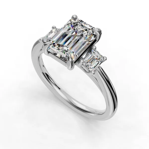 18K White Gold Emerald Engagement Ring Setting SVS Fine Jewelry Oceanside, NY