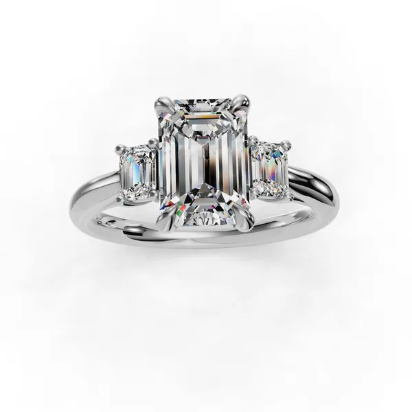 18K White Gold Emerald Engagement Ring Setting Image 4 SVS Fine Jewelry Oceanside, NY