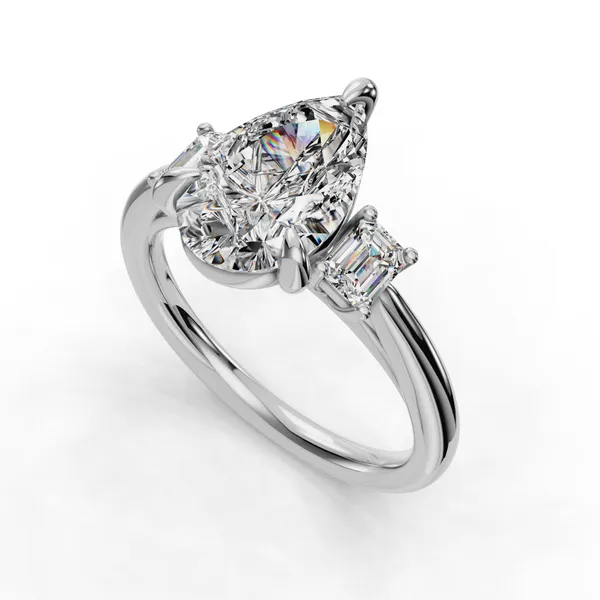 18K White Gold Pear Engagement Ring Setting SVS Fine Jewelry Oceanside, NY