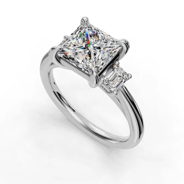 18K White Gold Princess Engagement Ring Setting SVS Fine Jewelry Oceanside, NY