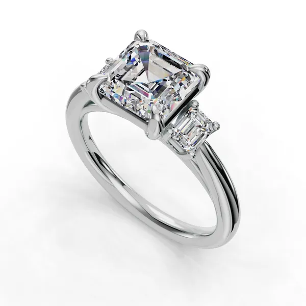 18K White Gold Asscher Engagement Ring Setting SVS Fine Jewelry Oceanside, NY